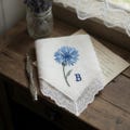 Cornflower Embroidery Linen Wedding Handkerchiefs, Personalized Hand Embroidered Handkerchief, Bridal Handkerchief, Wedding Gifts Ideas