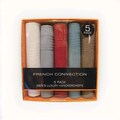 French Connection Men's Luxury Handkerchiefs 5 Packs Solid Multicolor