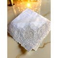 Vintage Linen Handkerchief with Medallion Lace – Bridal or Newborn Keepsake Heirloom Quality
