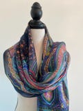 100% Millbury Silk Large Scarf, Lightweight shawl, Paisley Vintage, Luxury Accessory, Birthday Gift For Her, Mother’s Day, Anniversary