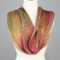 Arashi Shibori Silk Shawl: Rose Garden Hand-Dyed Pleated Scarf, Wearable Art