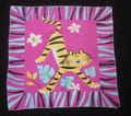Cute Vintage Scarf Signed Jeanne Miller, Scandia Print, Tiger Bright Colors 21 x 21"