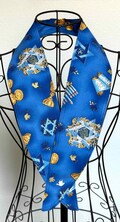 Holiday Scarf Necktie with White Dove Pin (1 available) , Hanukkah Menorah Theme, One Size Fits All