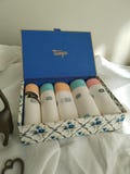 set of vintage handkerchiefs in their pretty 60s box