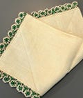 Unique Vintage Handkerchief - Shamrock Handkerchief Hankie - Irish Cream Hankie - Beautiful Tatted Edge of green and cream - 12” square