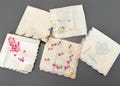 Vintage Handkerchiefs Hankies - Set of 5 White Handkerchiefs - Embroidered Handkerchiefs - Floral Handkerchiefs - NWT Hankies