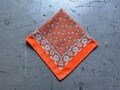vintage German bandana, vintage 70s 80s orange white cotton floral pattern handkerchief paisley western cowboy baumwolle, 20 inches