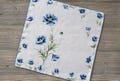 Blue Floral Hankie, Poppy Flowers, Vintage Linen Handkerchief