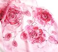 Hand-Painted Rose Pure Silk Art Scarf: Floral Mulberry Unique Scarf