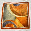 100% Silk-Feel Scarf – 70x70cm Abstract Art Print Square Headscarf, Modern Neck Wrap, Autumn Colors Gift for Women