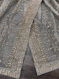 Very Light Gray Organza Dupatta /Stole/Wrap/Free Shipping in US