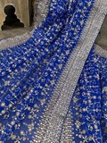 Royal Blue Organza Dupatta /Stole /Wrap, Free Shipping in US