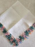 Handmade Hankie Tatting Edging Pink, Blue, and Green 12 Inch