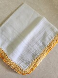 Golden Yellow Lace Edging Hankie 12 Inch Handmade