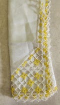 Hankie White and Yellow Lace Edging 12 Inch Handmade Wedding