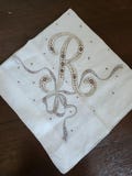 Monogram Letter R Hankie Brown Machine Embroidery 16 Inch