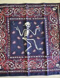 Skeleton Skull Bandana Blue and Red 22 Inch