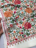 Handmade Pashmina Shawl Full Size | Kashmiri Embroidery | White, Winter Wrap, Christmas Gift