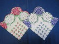 2 Vintage Hankies One Has Purple Roses and Rosebuds and The Other Has Red Both Have White Daisies Scalloped Machine Edges Hanky Handkerchief