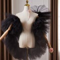 Handmade Black Tulle Shawl for Brides, Elegant Prop for Wedding, Evening Dress Accessory, Tulle Overlay Shawl for Evening Gowns Photoshoots