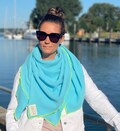 Muslin scarf women turquoise with neon yellow muslin scarf women's scarf triangular scarf XXL muslin scarf scarves scarf muslin cloth cotton