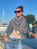 Muslin scarf women anthracite with neon orange muslin scarf women's scarf triangular scarf XXL muslin scarf scarves muslin scarf made of cotton