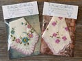 Vintage Hankie Set of 2 Accessory Delicate Embroidery Floral Design Handkerchief Cotton