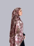 Organic Bamboo Jacquard Scarf: Lightweight Turkish Shawl, Botanical Design