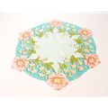 Vintage Midcentury Hexagonal Teal Salmon Pink  Green Floral