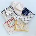 Reversible 100% Cotton Gauze Handkerchief – Soft Breathable 4-Layer Double-Sided Pocket Square with Ribbon Design
