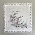 Handkerchief Vintage Sheer Purple and White Flowers with Floral Trim