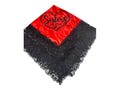 Red Satin Church Lap Scarf with Black Lace Trim First Lady Lap Scarf  Black Lace Trim Lap Cover  Ready to Ship As Is
