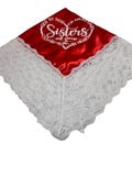 Red Satin Church Lap Scarf with White Lace Trim First Lady Lap Scarf  Black Lace Trim Lap Cover  Ready to Ship As Is