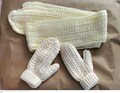 Women's scarf and mitten set hand made off white great gift for winter
