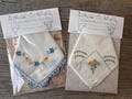 Vintage Hankie Set of 2 Delicate Lace Embroidery Floral Handkerchief Cotton