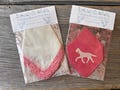 Vintage Hankie Set of 2 Horse Applique Crochet Lace Trim Pink Handkerchief Cotton