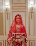 Hand-Embroidered Red Bridal Dupatta  Traditional Wedding Veil with Gold Zari, Beading and Sequins