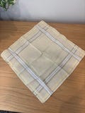 Vintage men’s striped border cotton embroidered handkerchief
