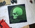 Acid Skull Hankdana | Traditional Style Bandana W/ Mini Microfiber Corner | Green Skull Print, Microfiber, 22"x22" | Awesome Hank