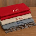 Personalized Embroidered Scarf, Oversized Woven Scarf, Custom Name Scarf, Cozy Acrylic Winter Scarf, Couple Matching Gift, Husband Scarf