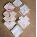 Lot Of 10 Vtg Linen Cotton Hankies Embroidered Lace Edges Gramdma Pocket Scarf
