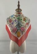 Vintage Gucci Silk Scarf V.Accornero Floral Red Scarf Babushka Women Accessories Shawl Square Foulards Scarves Neckerchief Wrap Neckwear