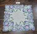 Vintage Handkerchief Hankie with Daffodil Design 12.25" Square, MCM 1950s
