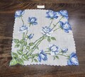 Vintage Handkerchief Hankie Blue & White Roses 13" Square Excellent, MCM 1950s