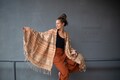 Large, cozy scarf with fringes | blanket