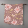 Floral Poly Scarf, Daisy Pattern, Pink Peach Mauve, Soft Pastels, Nostalgic Tranquil Accessory, Gift for Her, Women's Neckwrap, Gift for Mom