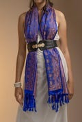Handwoven Silk  Stole -  Persian Blue