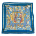 Hermes Silk Scarf Carre 90 "Le Temps des Marionnettes" Blue Silk Scarf