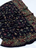 Handmade Sindhi Embroidered Chadar Korean Georgette Fabric with Shisha Embroidery Full Size Shawl Wrap