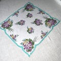 Vintage White Hanky with Purple Flowers - Hankie Handkerchief